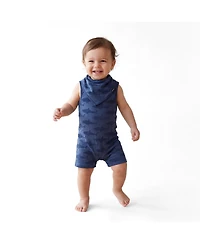 Andy & Evan Infant Boys (size 3-6M to 18 - 24M ) Reverse Shark Jacquard Romper and Bib Set