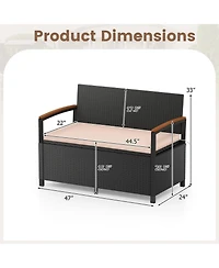 Slickblue Patio Storage Bench with Cushion and Deck Box Compartment