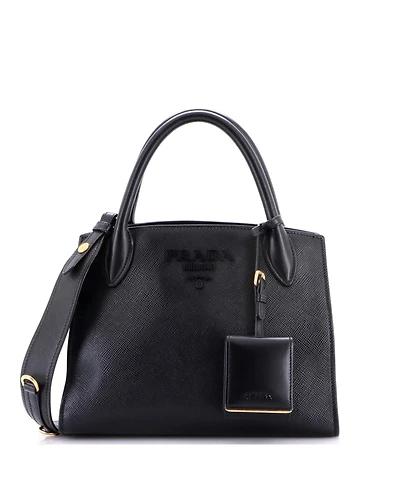 Pre-Owned Prada Small Monochrome Tote Saffiano with City Calf