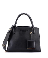 Pre-Owned Prada Small Monochrome Tote Saffiano with City Calf