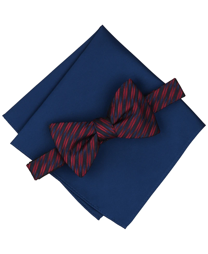 Alfani Men's Summit Stripe Geo Pre-Tied Bow Tie and Pocket Square, 2-Piece Set