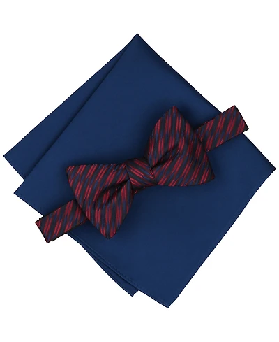 Alfani Men's Summit Stripe Geo Pre-Tied Bow Tie and Pocket Square, 2-Piece Set