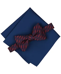 Alfani Men's Summit Stripe Geo Pre-Tied Bow Tie and Pocket Square, 2-Piece Set