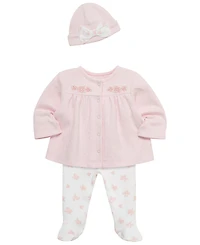Little Me Baby Girls' Long-Sleeve Cardigan, Pants and Hat, 3-Piece Set