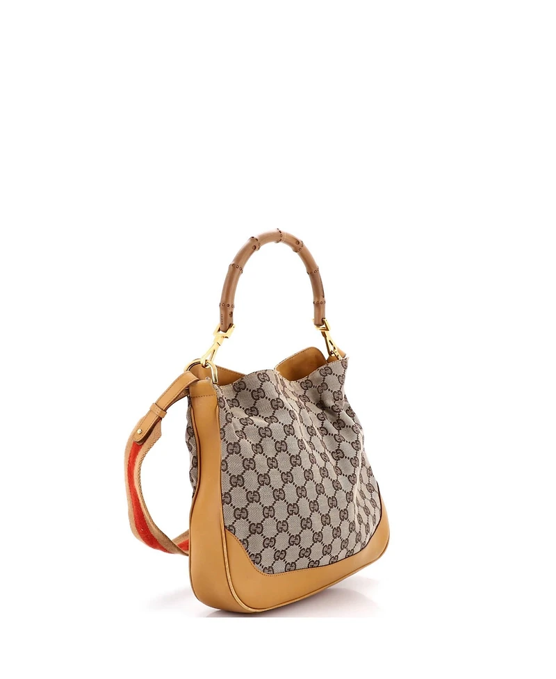 Pre-Owned Gucci Small Diana Bamboo Shoulder Bag Gg Canvas