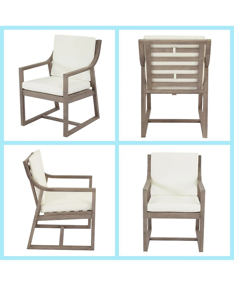 Asagikoiai 7-Piece Acacia Wood Outdoor Dining Set, Modern Patio Table and 6 Chairs