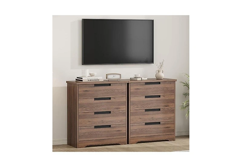 homfan 4-Drawer Dresser for Bedroom,Chest of Drawers with Embedded Handles Design, Wooden Organizer Living Room, Hallway and Entryway