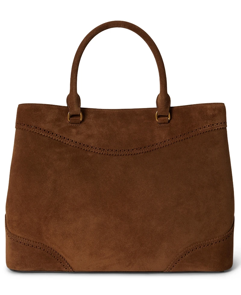 Lauren Ralph Suede Marcy Large Satchel Handbag