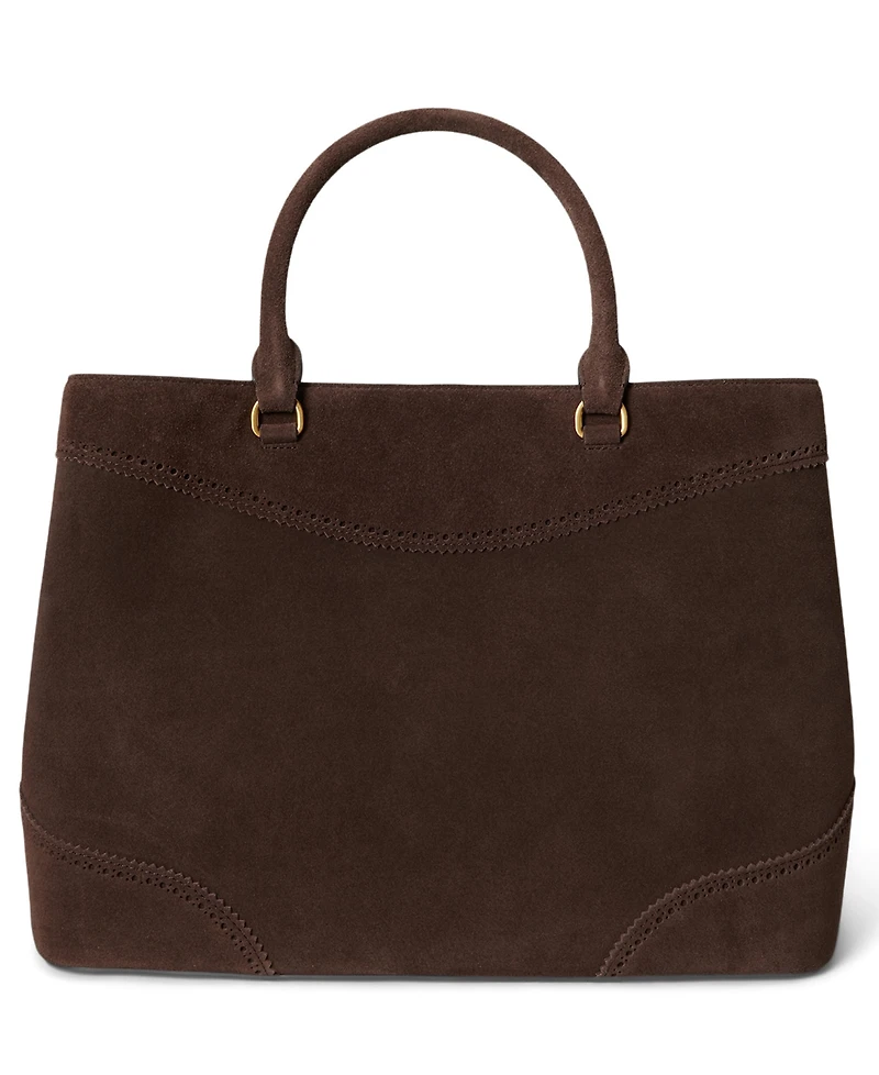Lauren Ralph Suede Marcy Large Satchel Handbag