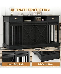 homfan Large Dog Crate – Furniture-Style Indoor Kennel with Sliding Doors, Removable Divider, 2 Drawers and Shelves, Tv Stand