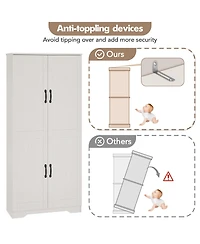 homfan 60" Tall Pantry Cabinet with Adjustable Shelves Freestanding Mdf Cupboard with Anti-Tip Device for Kitchen Bathroom Living Room