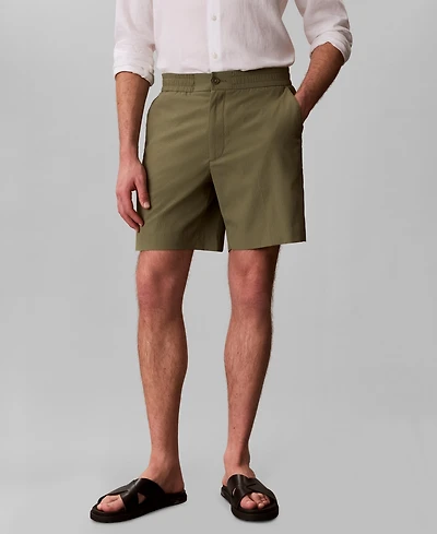 Calvin Klein Men's Straight Seersucker Elastic 7" Shorts