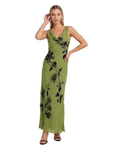 Nasty Gal Women's Cowl Embellished Ruched Side Maxi Dress