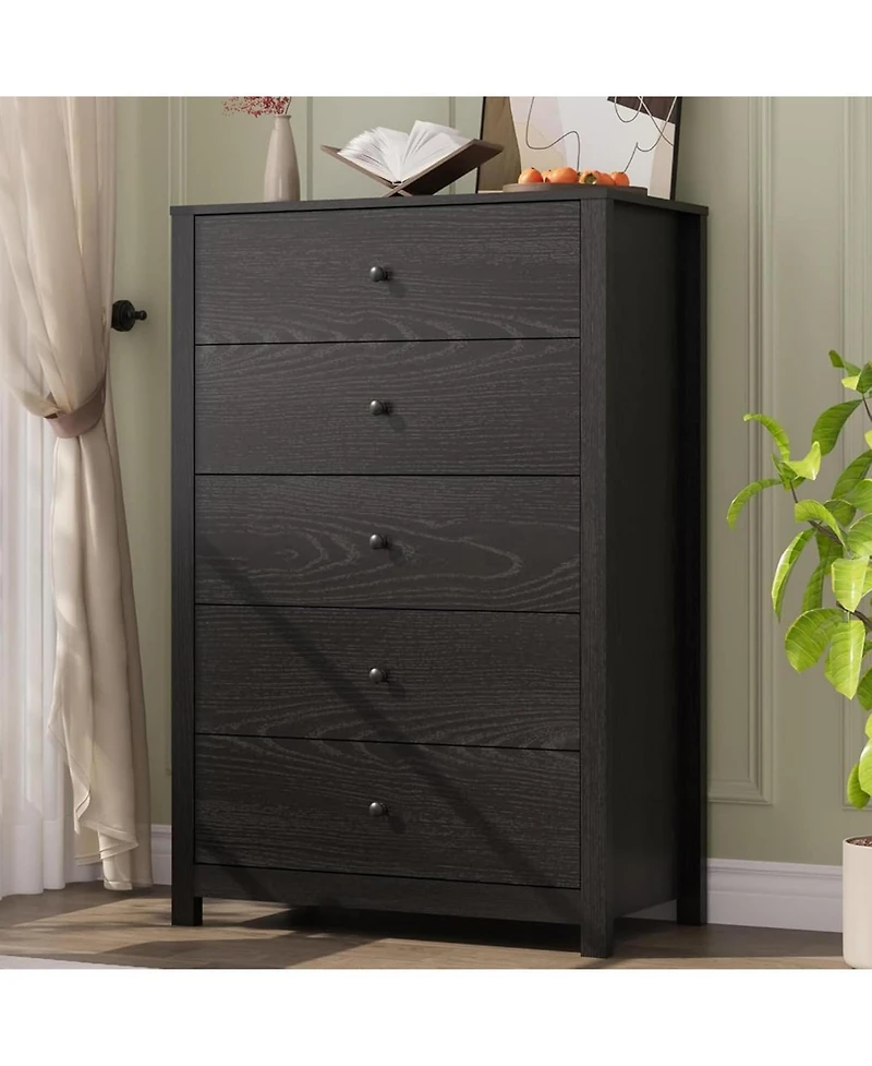 gaomon 5 Drawer Dresser for Bedroom – Modern Simply Chest of Drawers, Wood Storage Dresser with Deep Drawers for Living Room, Hallway, Entryway