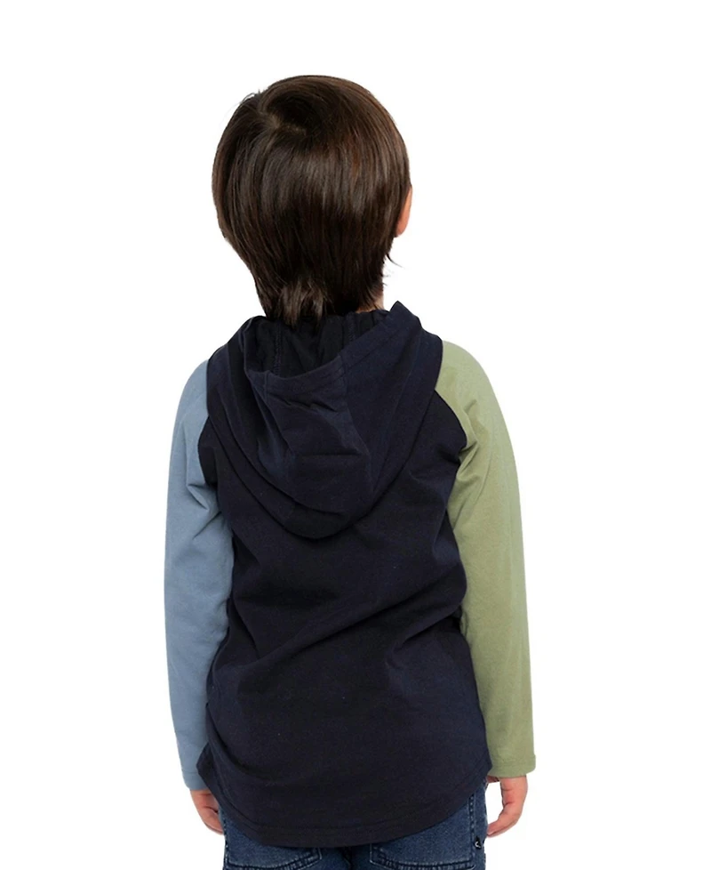 Deux par Deux Little Boys 6- 12 Raglan Hooded T-Shirt