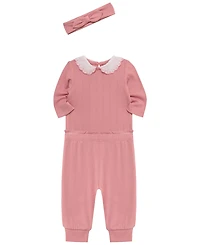 Little Me Baby Girls' Rose Long-Sleeve Bodysuit, Pants and Headband, 3-Piece Set