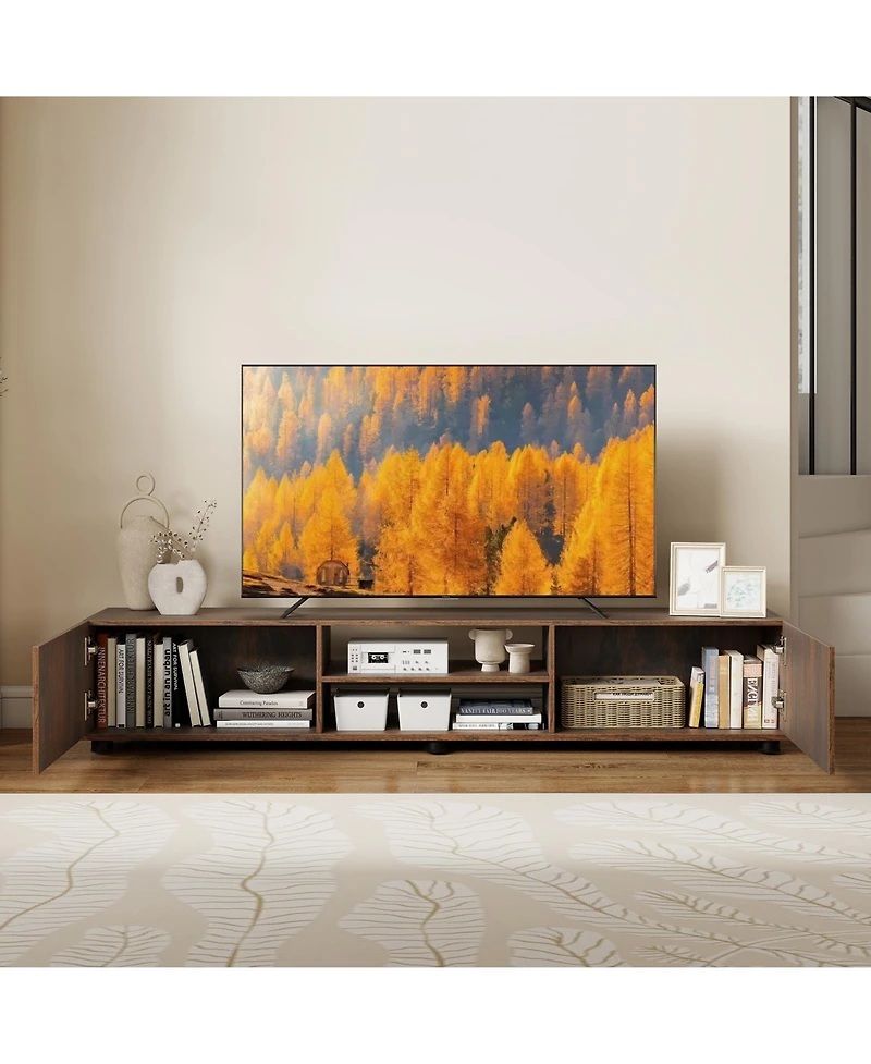 Slickblue Modern Tv Stand for TVs up to 70" with 2 Doors and Shelves