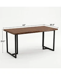 Tribesigns 63" Home Office Desk:Solid wood writing desk with edge.Heavy duty industrial desk with U-shaped metal frame.Large computer workstation