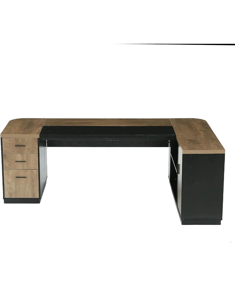 Tribesigns 86.6" L-Shaped Executive Desk: Large computer desk with drawers and storage cabinet. Modern workstation for home office