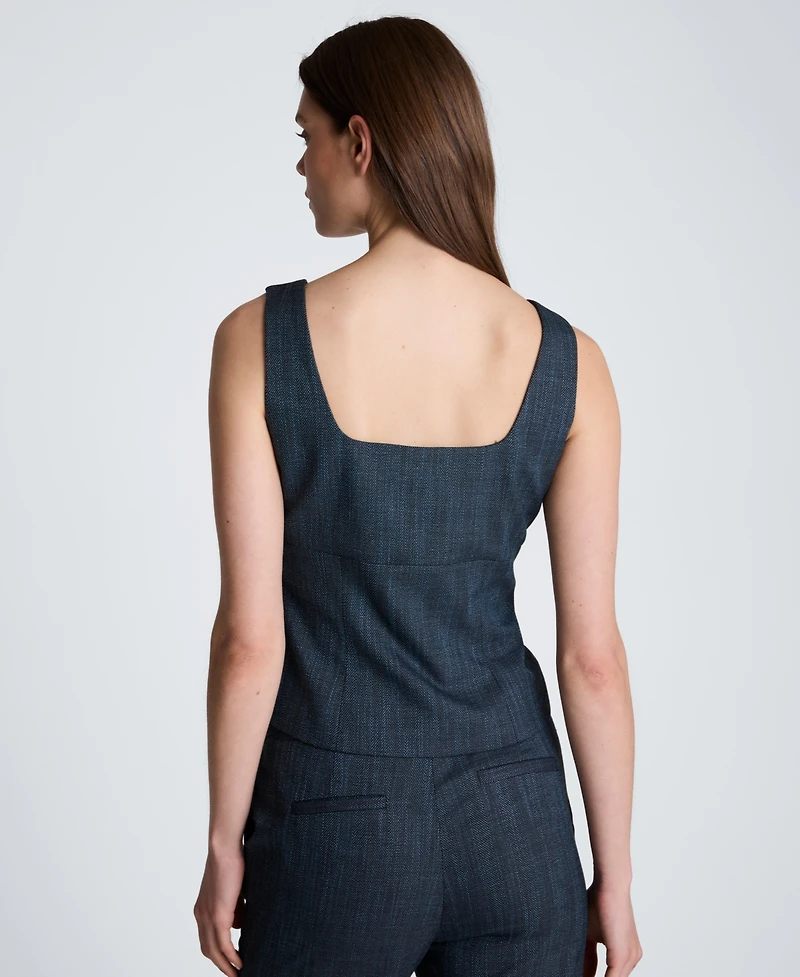 Kenneth Cole Women's Sleeveless Button-Front Bustier Vest