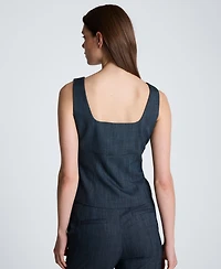 Kenneth Cole Women's Sleeveless Button-Front Bustier Vest