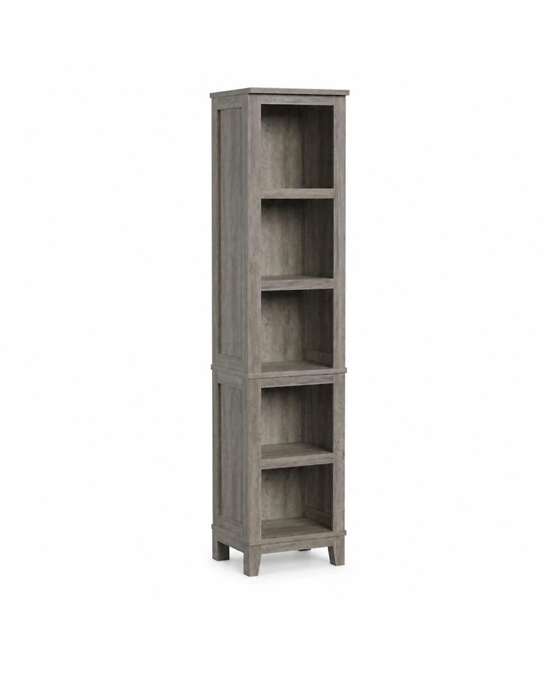 homfan 71" Farmhouse Bookshelf 5-Tier Tall Bookcase with Adjustable Shelves and Wooden Legs for Living Room