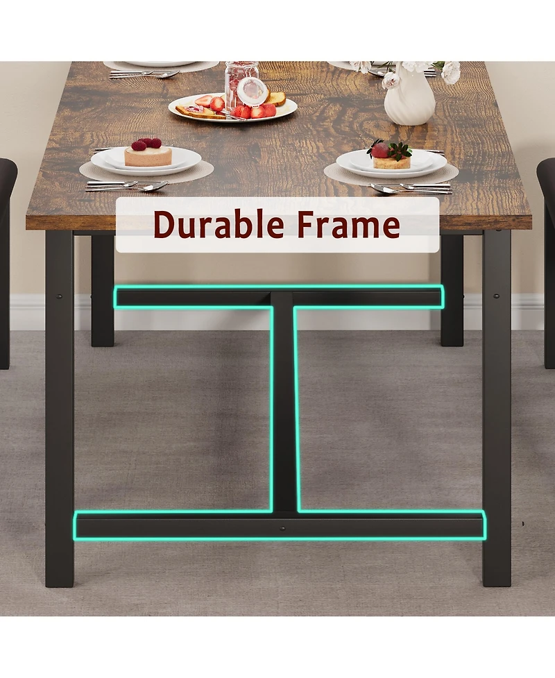 homfan Extendable Dining Set with Padded Benches, Industrial Style Engineered Wood Steel Frame Multi use Home Furniture