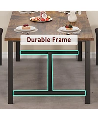 homfan Extendable Dining Set with Padded Benches, Industrial Style Engineered Wood Steel Frame Multi use Home Furniture