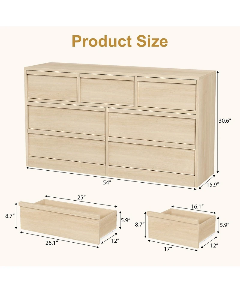 homfan 7 Drawer Dresser for Bedroom, Modern Wooden Chest, Spacious Organizer Living Room, Nursery, Entryway, Hallway, Closet, Bedroom