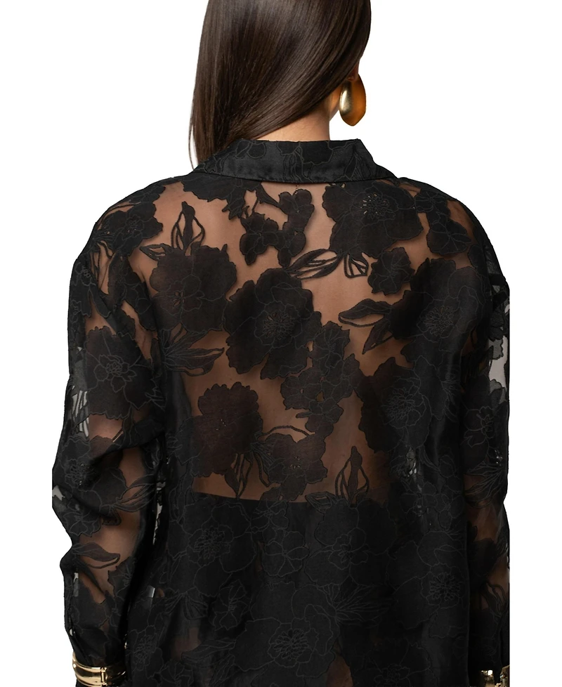 Jluxlabel Women's Organza Floral Blouse