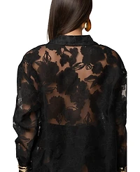 Jluxlabel Women's Organza Floral Blouse
