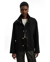 Karen Millen Women's Brushed Wool Funnel Neck Tailored Coat