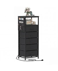 Slickblue Modern Nightstand 39" with Charging Station and Storage Shelf