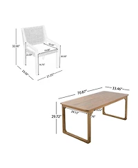 Asagikoiai 5-Piece Acacia Wood Outdoor Dining Set with Rope Back Chairs and Cushions