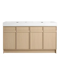 Sillysis 59 Inch Modern Double Sink Bathroom Vanity with Resin Basin, Soft Close Doors, Ample Storage and Adjustable Shelves