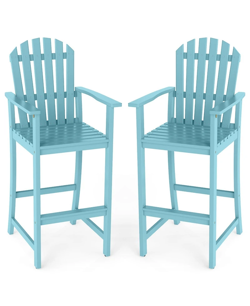 Gymax Piece Tall Adirondack Chair w/Back Armrests and Footrest for Balcony Porch Deck