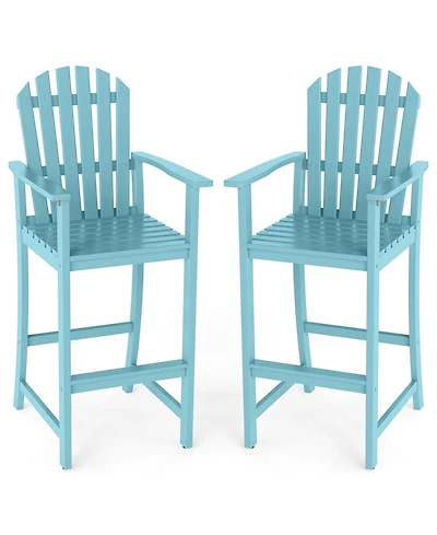 Gymax Piece Tall Adirondack Chair w/Back Armrests and Footrest for Balcony Porch Deck