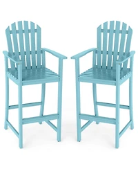 Gymax Piece Tall Adirondack Chair w/Back Armrests and Footrest for Balcony Porch Deck