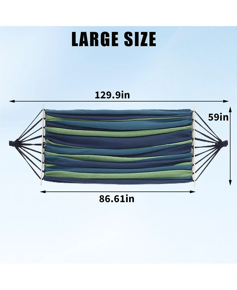 homfan Heavy-Duty Canvas Hammock with Anti-Roll Spreader Bars, 550 lb Capacity Portable Outdoor Swing Tree Straps and Carry Bag for Patio