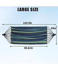 homfan Heavy-Duty Canvas Hammock with Anti-Roll Spreader Bars, 550 lb Capacity Portable Outdoor Swing Tree Straps and Carry Bag for Patio