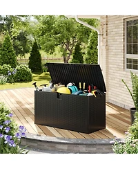 homfan 73 Gallon Waterproof Outdoor Resin Deck Box - Lockable Storage Container with Handles for Patio Cushions, Garden Tools