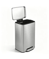 Mega Casa 13 Gal./50 Liter Rectangular Stainless-Steel-Made Matt White Step-on Trash Can for Kitchen