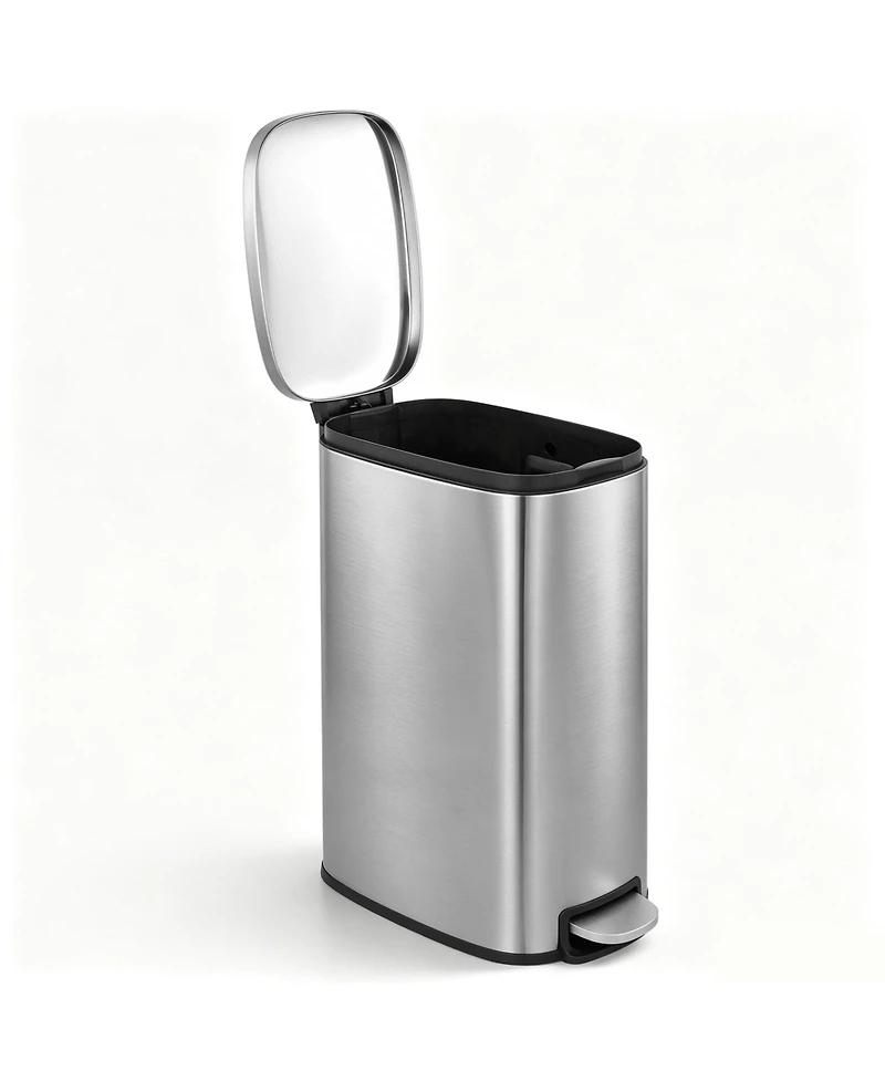 Mega Casa 13 Gal./50 Liter Slim Stainless Steel Step-on Trash Can for Kitchen