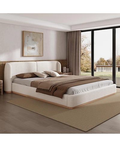 Streamdale Furniture California King Boucle Upholstered Wingback Bed Frame