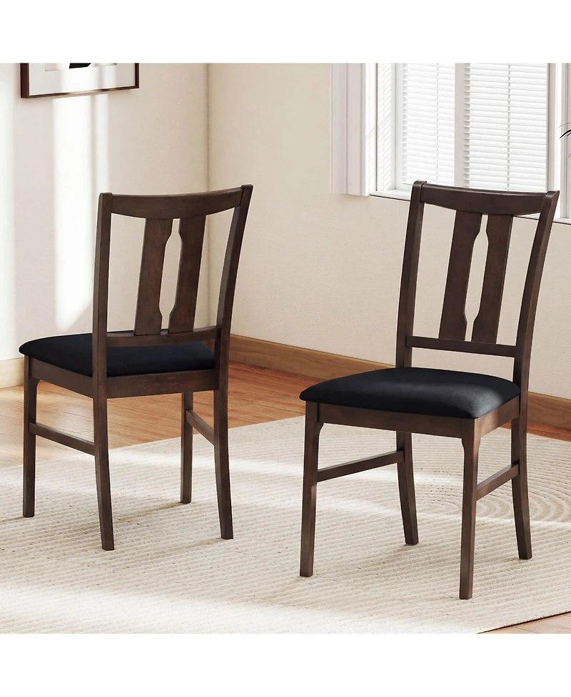 Costway Wooden Dining Chairs Fabric Upholstered Kitchen with High Curved Back
