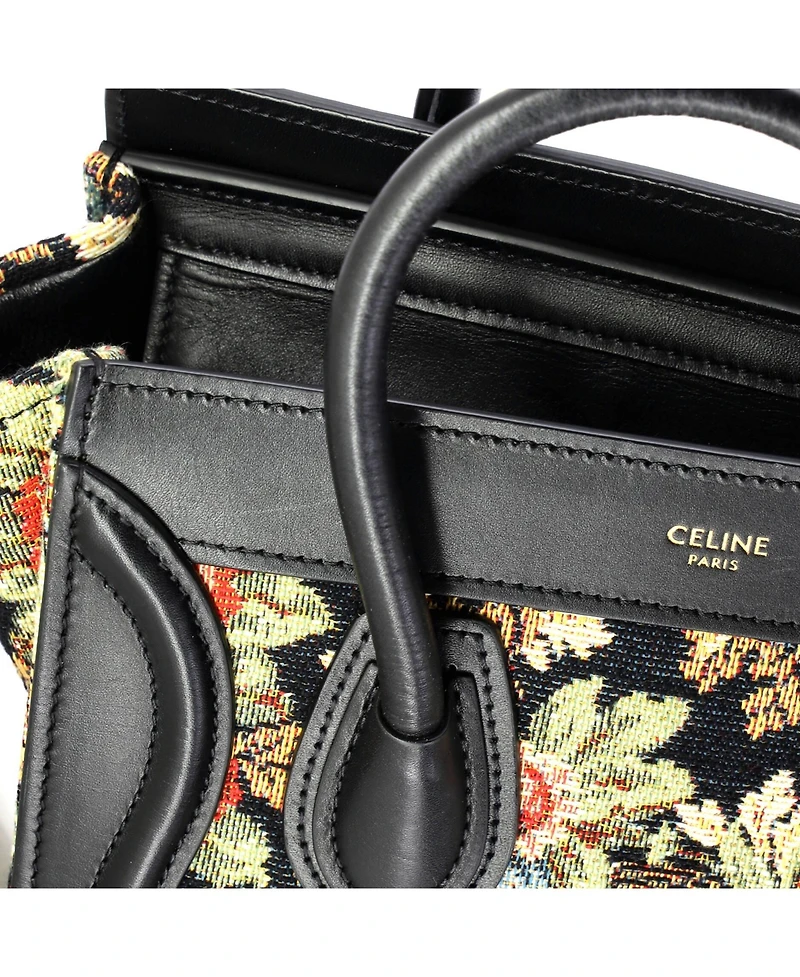 Pre-Owned Celine Nano Luggage Bag Printed Jacquard and Leather