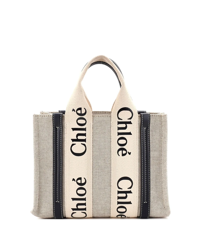 Pre-Owned Chloe Small Woody Tote Canvas with Leather