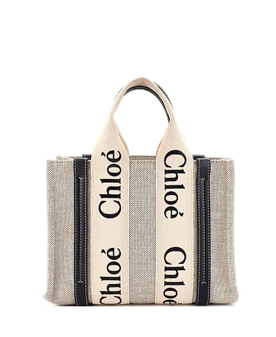 Pre-Owned Chloe Small Woody Tote Canvas with Leather