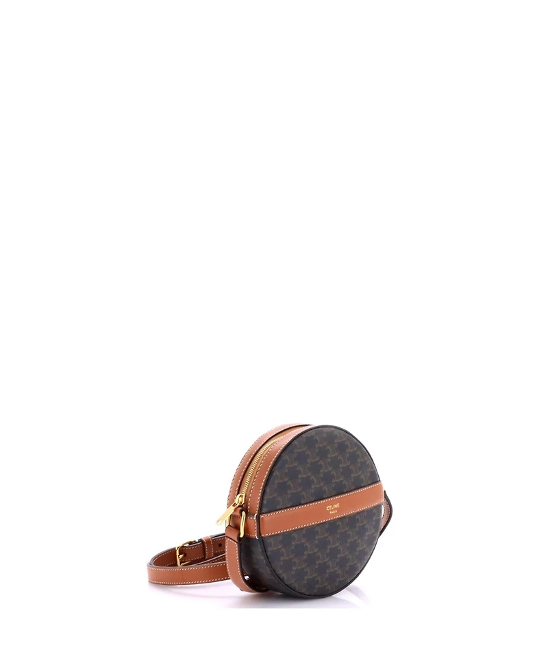 Pre-Owned Celine Round Purse on Strap Triomphe Coated Canvas