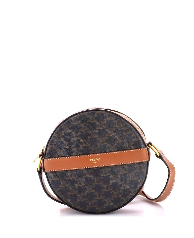 Pre-Owned Celine Round Purse on Strap Triomphe Coated Canvas